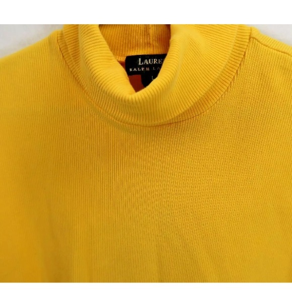 ❤️LRL Lauren Ralph Lauren Yellow Ribbed Sleeveless Turtleneck Size L - Picture 4 of 4